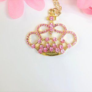 Pink Crystal Queens Crown Necklace